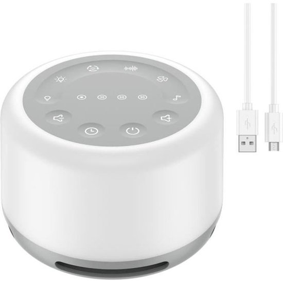 Slaaphulpmiddel met witte ruis, nachtlampje, 24 rustgevende geluidseffecten, instelbaar volume, geheugenfunctie en automatische timer. van Merkloos