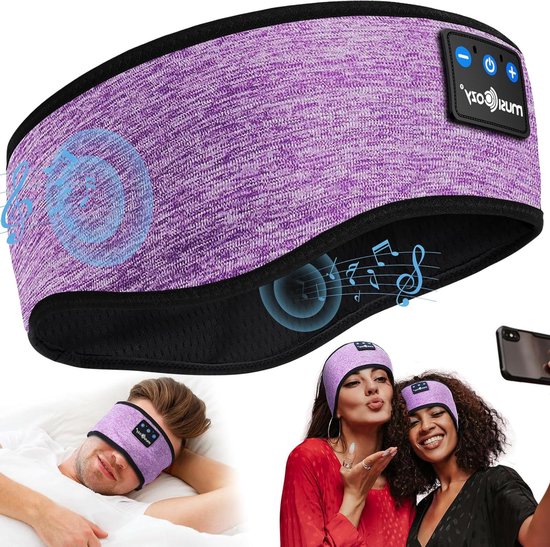 Slaapkoptelefoon Bluetooth - Hoofdband Koptelefoon - Ontspannen Slapen - Platte Luidsprekers - 50-70 cm - Lila
