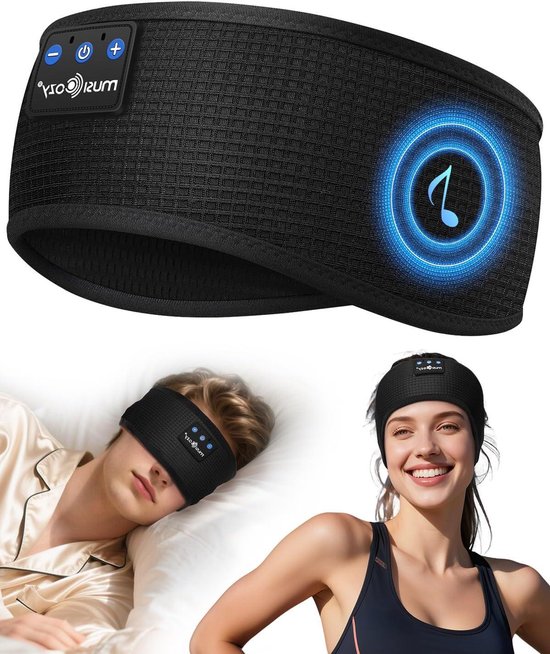Slaapkoptelefoon - Bluetooth Hoofdband - Ontspannen Slapen - Ademend Chinlon - 1 Stuks - Zwart