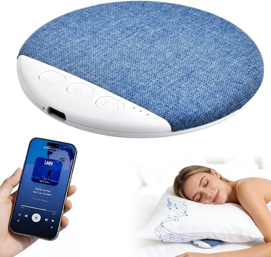 Slaapkussen Speaker - Onder kussen speaker - Rustgevend Slapen - Bluetooth 5.4 Connectie - 1 cm Dik - Zwart van Merkloos