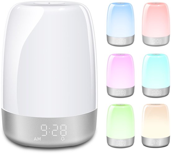 Slaaplamp - Nachtlamp - Wake Up Nachtlamp - Digitale Wekker met Licht - Wit van Merkloos