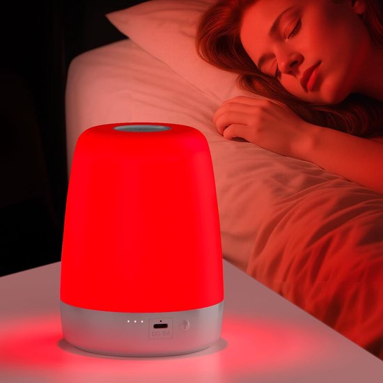 Slaaptherapie met rood licht - Nachtlamp met zuivere smalbandige golflengte van 670 nm – bevordert op natuurlijke wijze de melatonineproductie voor een betere nachtrust bij volwassenen – draadloos en compact - ideaal voor op reis en bij jetlag