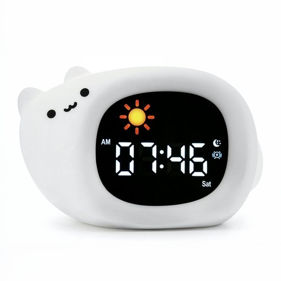 Slaaptrainer Kat - Kinderwekker - Nachtlampje met Dimfunctie - Rustgevende geluiden - Slaapritme trainer - Zeri van Merkloos