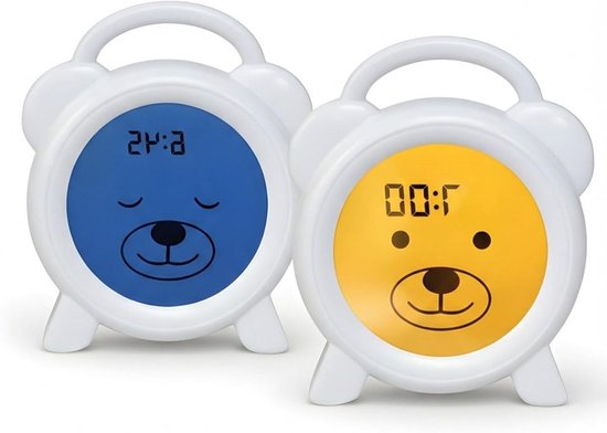 Slaaptrainer Kind - Nachtlamp Wekker - Kind Leren Slapen - Symbolen Kleuren - Draagbaar Compact - Wit