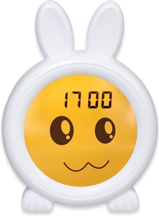 Slaaptrainer kinderen - Kinderwekker - Nachtlampje Kinderen - Slaapwekker - Slaaptrainer konijn - Dimbaar - Konijntje - Wit - Klokje Rond van LUVION