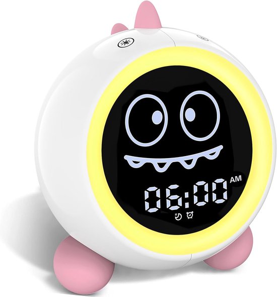 Slaaptrainer Kinderen - Kinderwekker Nachtlampje - Onafhankelijk Slapen - 17 Rustgevende Geluiden - 12 x 12 cm - Roze