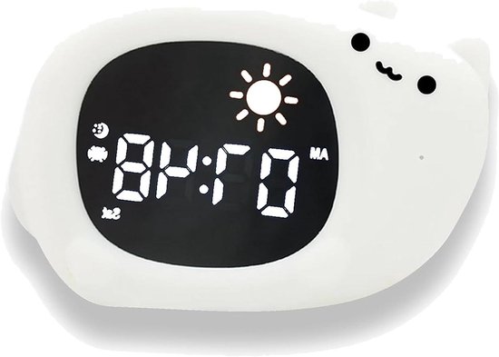 Slaaptrainer Kinderen - Nachtlampje Wekker - Kind Leren Slapen - Visuele Klok Zon Maan - 11.7 x 8.5 cm