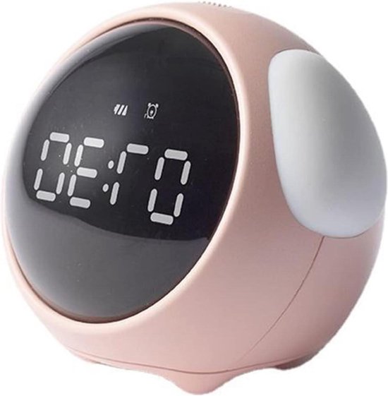 Slaaptrainer Kinderwekker Kinderslaaptrainer Schattig Digitaal Spraakgestuurd Nachtlampje Temperatuurdetectie Sluimerfunctie USB-oplaadbaar voor Kinderen Roze. Slaaptrainer van Garsentx