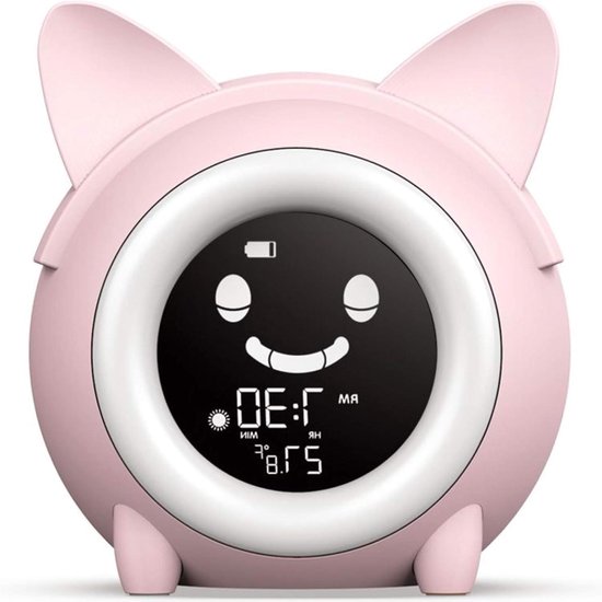 Slaaptrainer Kinderwekker - Slaaphulp Nachtlamp - Kind Leren Slapen - 5 Kleuren Nachtlamp - LCD Display - Roze