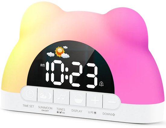 Slaaptrainer - Kinderwekker - White noise machine - Dimbaar nachtlampje - Met aanraaksensor - Nachtlamp - Slaapwekker voor Kinderen van Merkloos