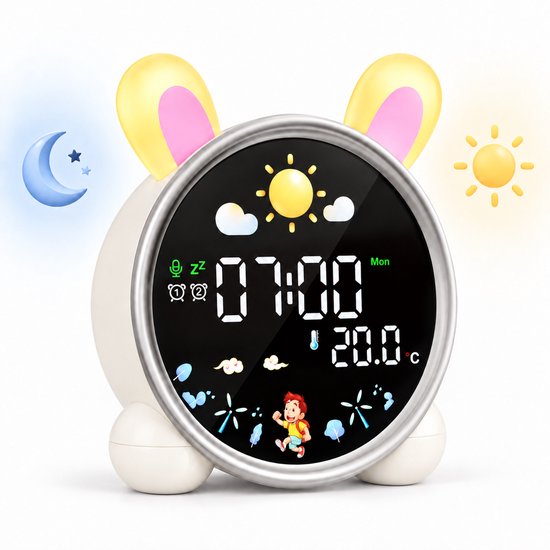Slaaptrainer - Konijntje - Kinderwekker - White noise machine - Met nachtlampje - Slaapritme trainer - Kinderen en Baby's - dimbaar -