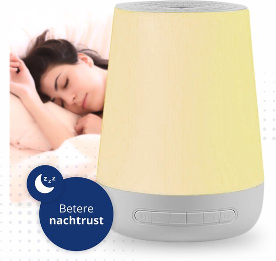 Slaaptrainer - Muziekdoosje – Nachtlampje Kinderen - White Noise Machine  - 9 Kleurinstellingen en 28 Geluidsopties + AUX Ingang van PETITE MAISON