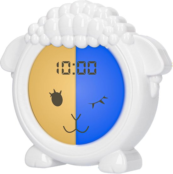 Slaaptrainer Schaapje - Kinderwekker Educatief - Leren Slapen Wakker - Kinderslot Instelbaar - Klein Compact - Wit