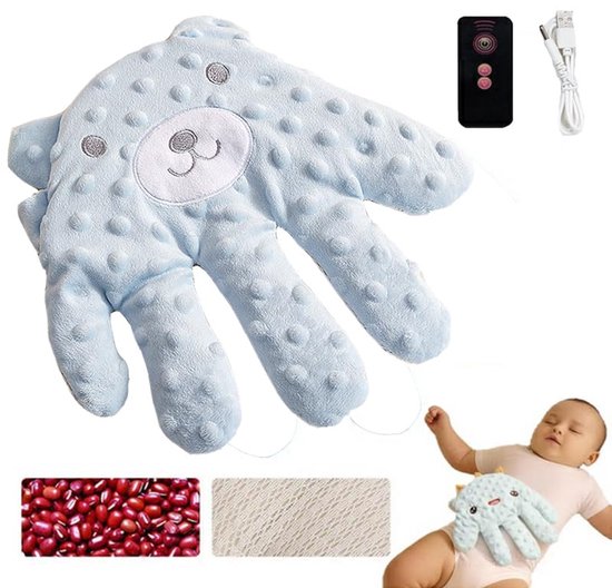 Slaaptrainer-slaaphulp-slaaptrainer kinderen-Baby Soothing Palms - Anti-angst handhandschoenen voor baby's - Elektrisch slaapkussen voor baby's - Rode bonenvulling - Schattige pasgeboren baby - Babymeisjes - Babyjongens - Blauw - 24x25cm van Baby Soothing Palms