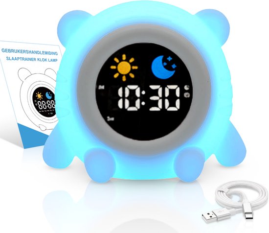 Slaaptrainer voor Kinderen - Kinderwekker met Nachtlampje - Oplaadbaar - Slaapwekker van Flowee