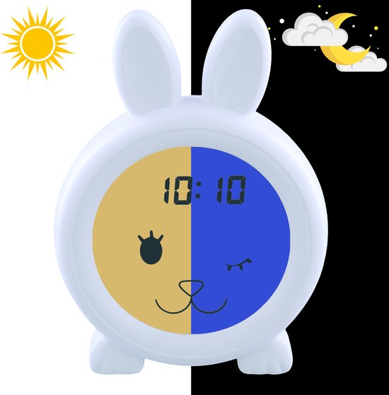 Sleepyy - Slaaptrainer - Wekker - Nachtlampje - Voor Kinderen - Konijn - Wit van Sleepyy