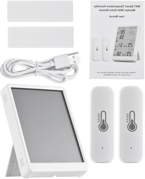 Slimme Monitor - Temperatuur Vochtigheid - Real-time Monitoring - Spraakbesturing - 10.5x7.5x1.6 cm - Wit
