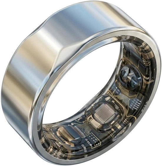 Slimme Ring - Gezondheids Tracker - Welzijn Monitoren - Geen Abonnement Nodig - 7-10 Dagen Batterij - Zilver