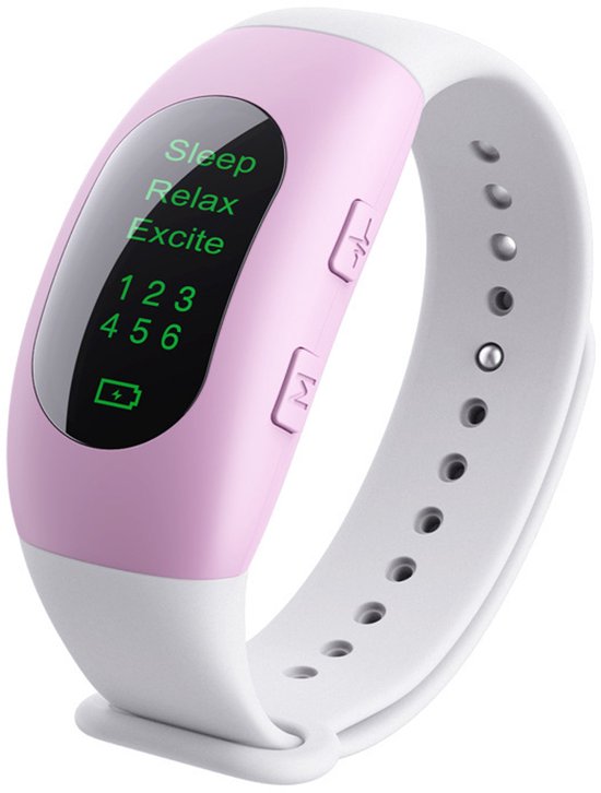Slimme slaaphulpmiddelen ter verlichting van angst en slapeloosheid; smartwatches met ingebouwde slaapsensoren; roze slaaphorloge. van Amazfit