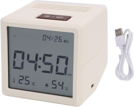 Slimme Wekker - Elektronische Klok - Kinderen Wakker Maken - Uniek Wipontwerp - 8 x 8.2 x 9.5 cm - Wit