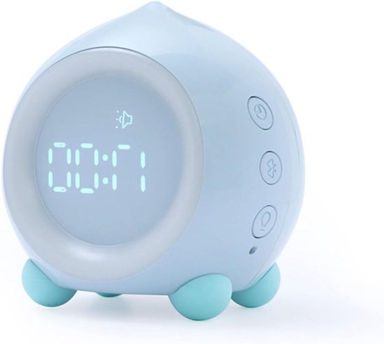 Slimme Wekker - Kinder Slaaptrainer - Nachtelijke Rust - Automatische Helderheid - 86mm Hoog - Blauw
