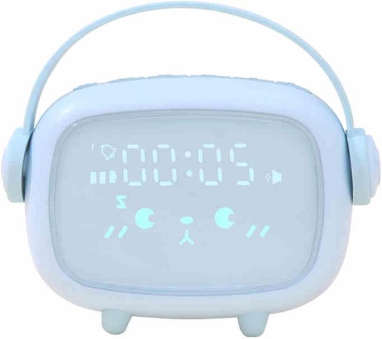 Slimme Wekker - Nachtlamp Klok - Wakker Worden - Spraakgestuurde Nachtmodus - 10x10 mm - Blauw