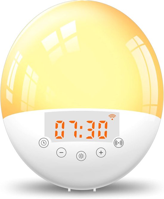 Slimme Wekker - Wake-up Licht - Rustig Wakker Worden - Zonsopgang Simulatie - 17 cm Hoog - Grijs