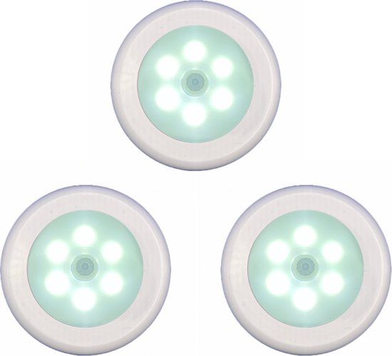 SMART ONE - Nachtlampje met Bewegingssensor - INCL. Batterijen - 3 stuks - Trapverlichting met Sensor - LED - Wandlamp met Sensor op Batterij - Wit - Koud Wit Licht van SMART ONE