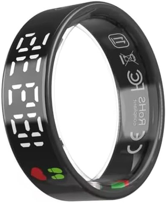 Smart Ring - Fitness Tracker - Gezondheid Meten - Touchscreen Bediening - 18.2mm Binnendiameter - Zwart