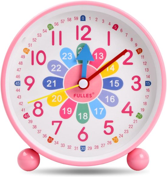 SnelShoppen - Analoge Kinderwekker voor Jongens en Meisjes - Snooze Functie - Nachtlampje - Duurzaam ABS Materiaal - Roze - Perfect voor Kinderkamer van snelshoppen