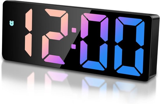 SnelShoppen - Kinder Digitale Nacht Alarm Klok met Tijd, Datum, Temperatuur, Snooze, Helderheid Aanpasbaar, Tafelklok, USB Opladen en Batterij, Multik