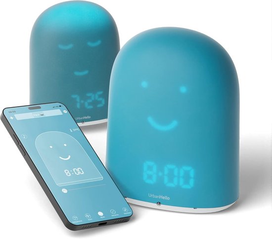 SnelShoppen - Kinderwekker - Slaaptrainer voor Kinderen - Nachtlampje - Audio Babyfoon - Muziekspeaker - Blauwe Alarmklok met Sleep Tracking