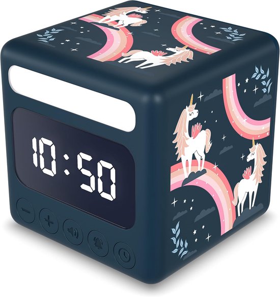 SnelShoppen - Kinderwekker Stil Licht Eenhoorn LCD-Display Snooze Verlichting 10 cm Blauw voor Meisjes Kinderen
