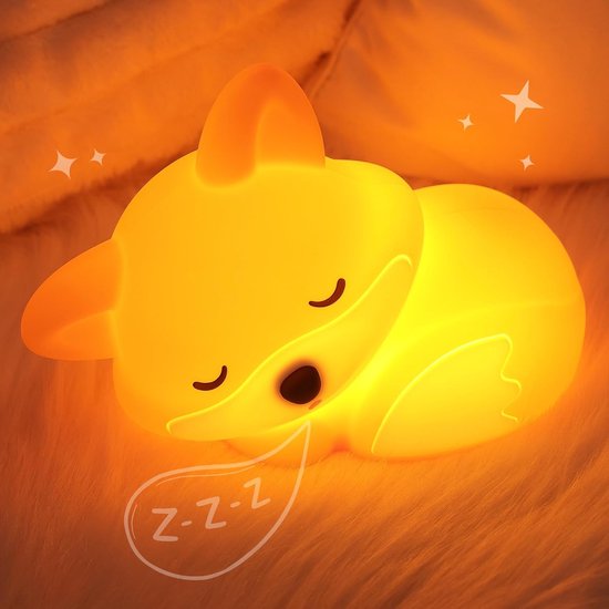SnelShoppen - Oplaadbaar Dimbaar Nachtlampje voor Kinderen - Siliconen Fuchs Bedlampje met Timer - Schattige Decoratie voor Jongens en Meisjes - Perfe