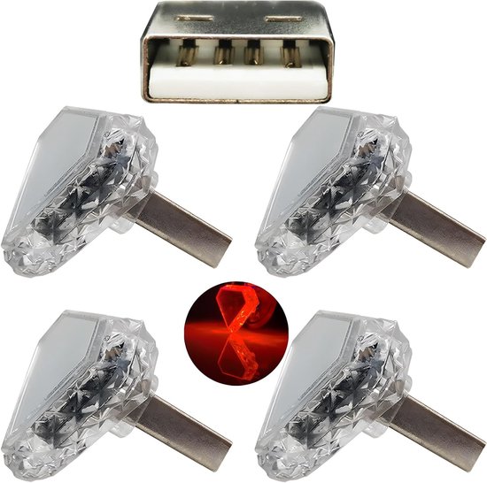 SnelShoppen - USB Ambient Light 4Pcs - Touch Mini Nachtlampje in Rood - Stabiel PC Materiaal - Geschikt voor Powerbanks, Auto's en Meer - Ideaal voor