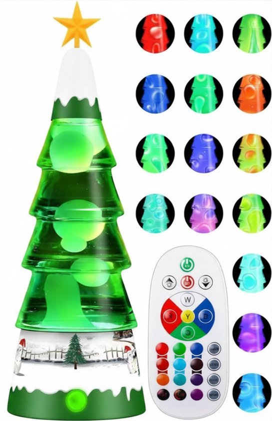 SNJY® Lavalamp - Sfeervolle Nachtlamp - Rustgevende Lamp - 30 CM - 15 Kleuren - Kerstboom - Wit