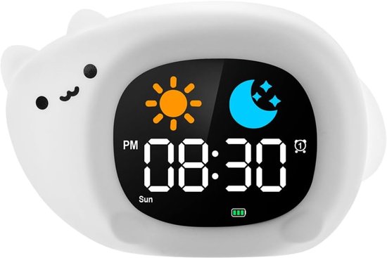SNJY® Slaaptrainer Kinderen - Slaapwekker - Kinderwekker - Kat - Wit van Merkloos