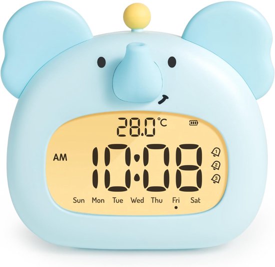 SNJY® Slaaptrainer Kinderen - Slaapwekker - Kinderwekker - Olifant - Blauw van Merkloos