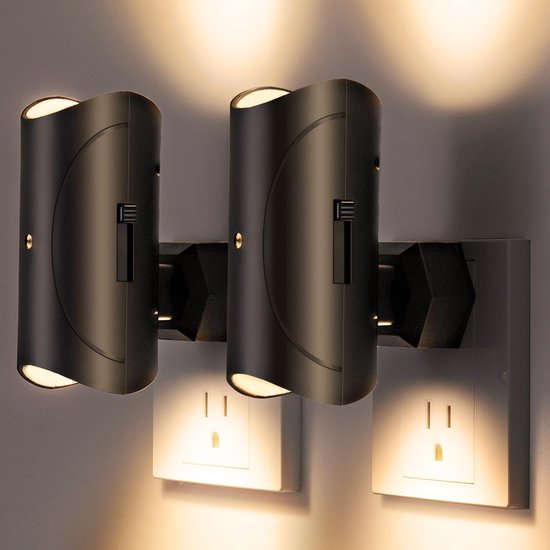 Socket Nachtlamp (Dubbele Set) - Wandmontage + Inductie + Schemering-automatisch - Wand Socket Lamp / Automatische Nachtlamp / Inductie Lamp / Schemerlamp - Ideaal voor Slaapkamer, Gang & Praktische Verlichting van Merkloos