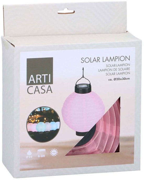 Solar lampion tuinverlichting blauw 20cm kunststof decoratie. van Merkloos