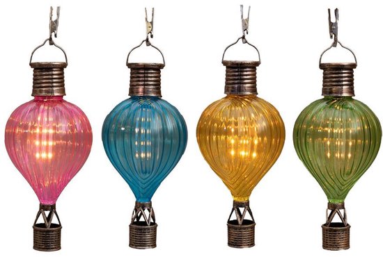 Solar luchtballon tafellamp met flame effect, LED, 8x16cm, multicolor.