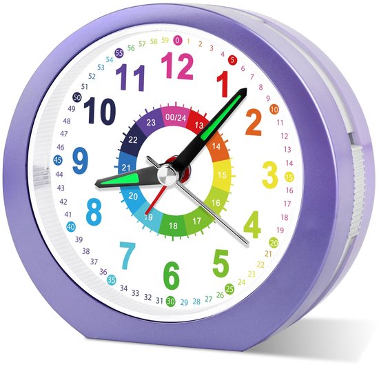 Solidchoice - Analoge Wecker voor Kinderen met Nachtlampje Lavendel