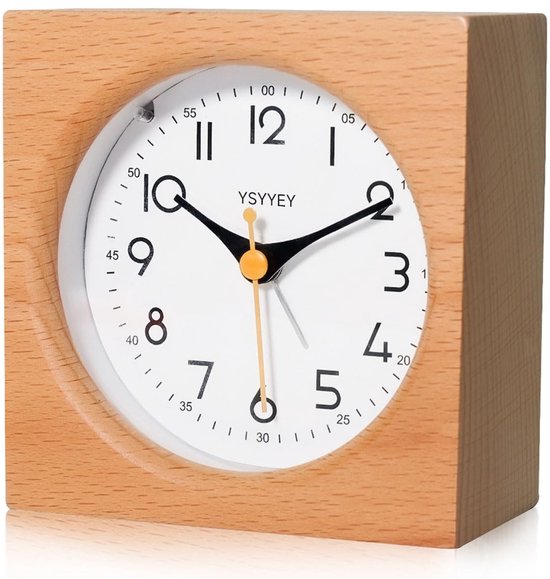 Solidchoice - Stille Houten Wecker met Snooze en Nachtlampje