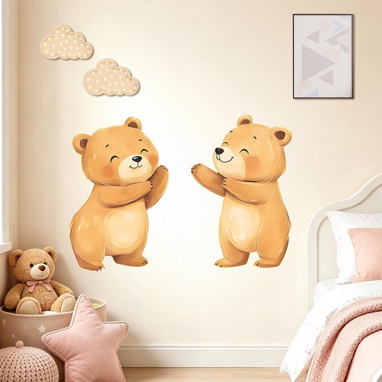 SolidKeus - Schattige Beer Muurstickers voor de Kinderkamer