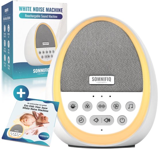 Somnifiq Egg White Noise Machine - White Noise Baby - Witte Ruis Machine met Nachtlamp - 29 rustgevende geluiden - Timer & Geheugenfunctie - Wit van Somnifiq