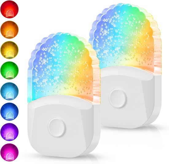 Sounix LED Nachtlampje - Nachtlampjes Plug In Wall - Kleurveranderend Nachtlampje - 8-kleuren RGB - met Schemer tot Dageraad Sensor - 2 stuks van Sounix
