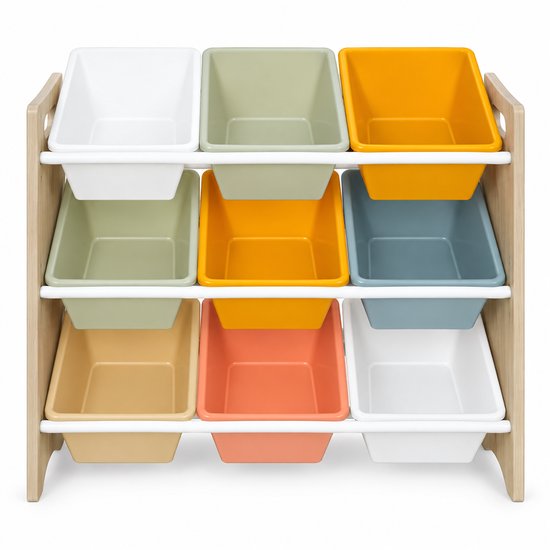 Speelgoed Opbergkast met 9 Uitneembare Bakken – Kinderkamer Opbergmeubel – Speelgoedkast & Organizer – 66 x 29,5 x 60 cm