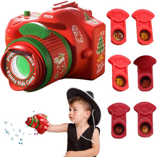 Speelgoed Projector - Kindercamera Diaprojector - Creatief Spelen - Inclusief 6 Kaarten - 7x5.6 cm - Rood van speelgoed
