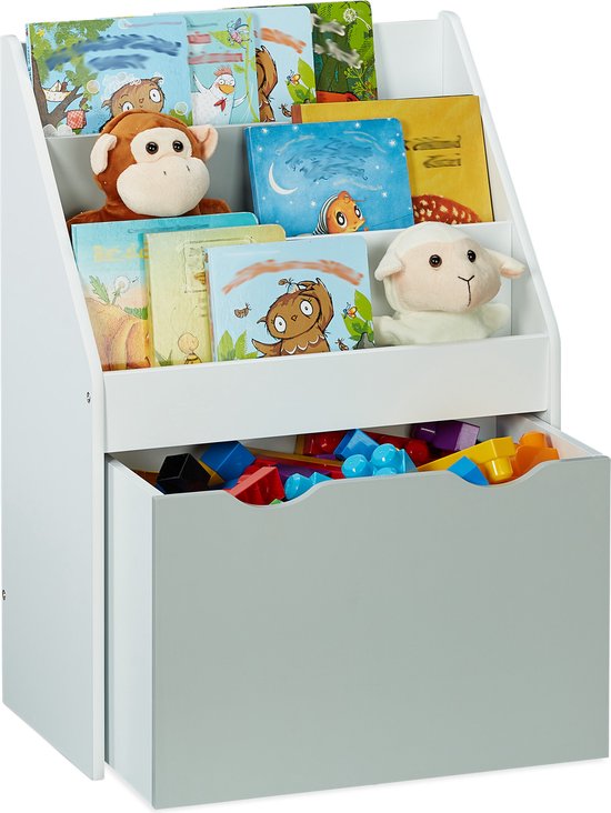speelgoedkast 3 vakken - 70x50,5x28 cm - kinderkast op wielen - opbergkast kinderen