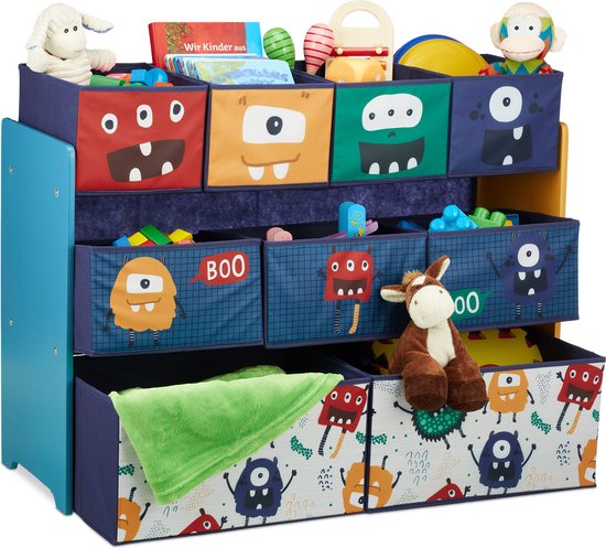 speelgoedkast - 9 manden - monster - 70x92,5x30 cm - kinderkast - opbergkast kinderen